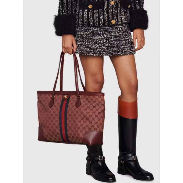 Replica Gucci Ophidia Medium Tote - Burgundy GG Canvas 631685 - Image 3