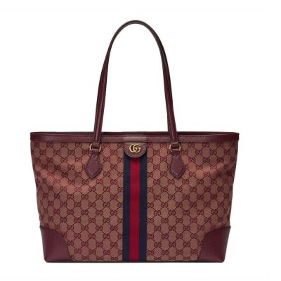 Replica Gucci Ophidia Medium Tote - Burgundy GG Canvas 631685
