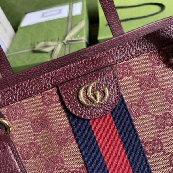 Replica Gucci Ophidia Medium Tote - Burgundy GG Canvas 631685 - Image 8