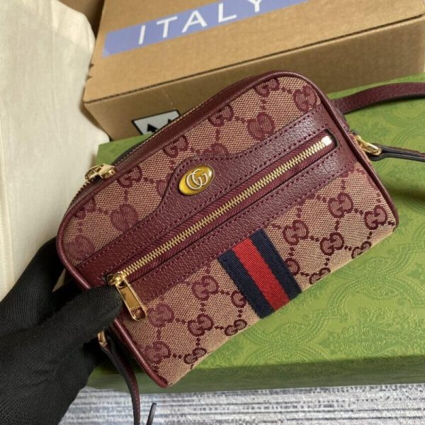 Replica Gucci Ophidia Mini Bag Web Burgundy 517350 - Image 3