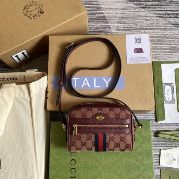 Replica Gucci Ophidia Mini Bag Web Burgundy 517350 - Image 4