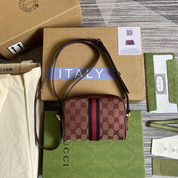 Replica Gucci Ophidia Mini Bag Web Burgundy 517350 - Image 5