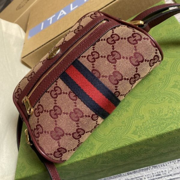 Replica Gucci Ophidia Mini Bag Web Burgundy 517350 - Image 9