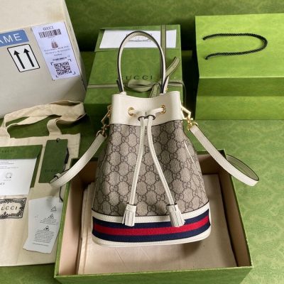Replica Gucci Ophidia Small GG Bucket Bag - White