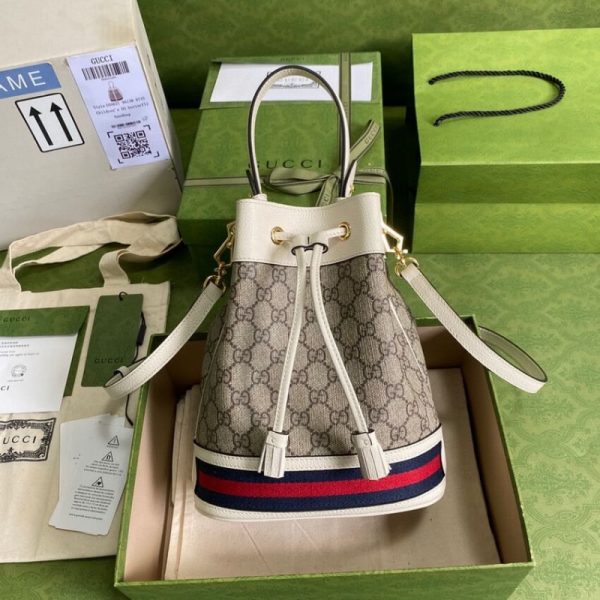 Replica Gucci Ophidia Small GG Bucket Bag - White