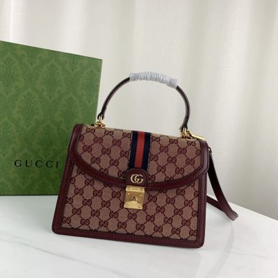 Replica Gucci Ophidia Top Handle Bag in Burgundy