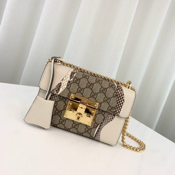 Replica Gucci Snakeskin Padlock Shoulder Bag in White - Image 2