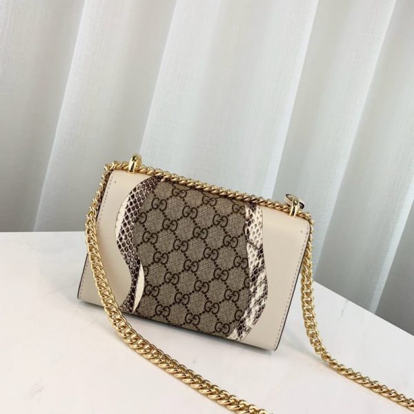 Replica Gucci Snakeskin Padlock Shoulder Bag in White - Image 3