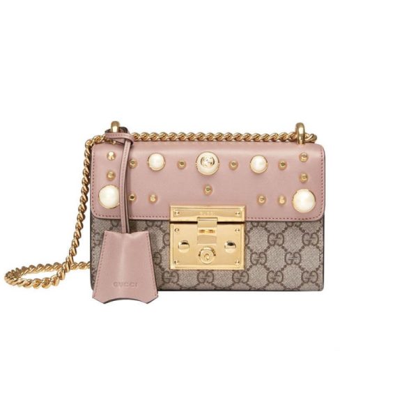 Replica Gucci Gg Supreme Padlock Studded Shoulder Bag