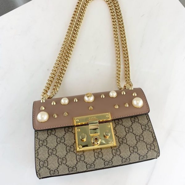 Replica Gucci Gg Supreme Padlock Studded Shoulder Bag - Image 10