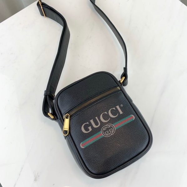 Replica Gucci Leather Shoulder Bag with Signature Print - Image 5
