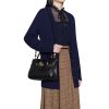 Best Replicas Bags - Black Leather Gucci Replica Top Handle Bag with Double G Logo Shop For Best Louis Vuitton LV Replica Bags With Cheap Price