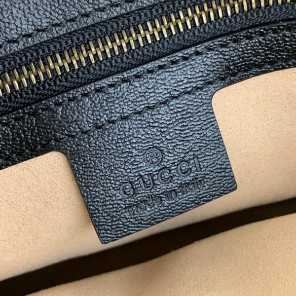 Black Leather Gucci Replica Top Handle Bag with Double G Logo - Image 12