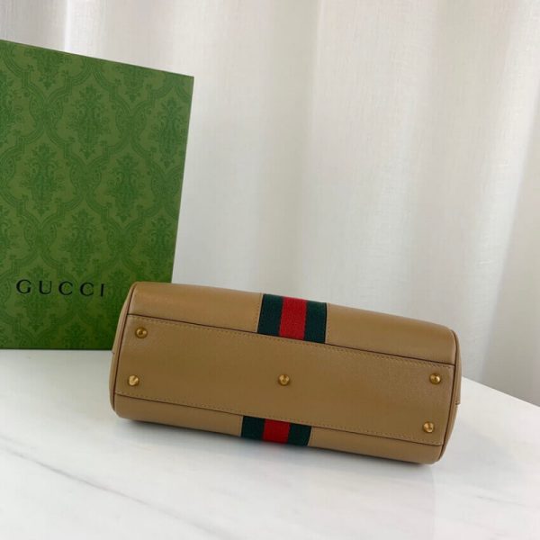 Replica Gucci Small Leather Top Handle Bag with Double G - Image 6