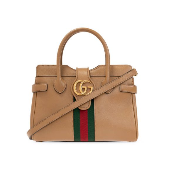 Replica Gucci Small Leather Top Handle Bag with Double G
