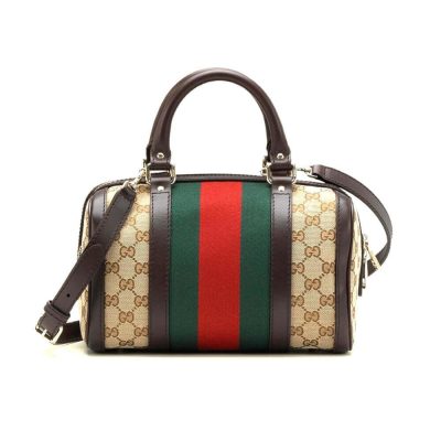 Replica Gucci Vintage Web GG Boston Bag in Coffee - 269876