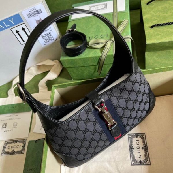 Replica Gucci x Balenciaga Jackie 1961 Black Hobo Bag - Image 6