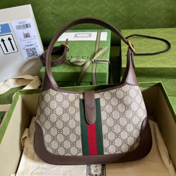Replica Gucci x Balenciaga Jackie 1961 Hobo Bag - Coffee - Image 2