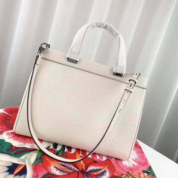 Replica Gucci Zumi Ostrich Leather Medium Handle Bag - White - Image 2