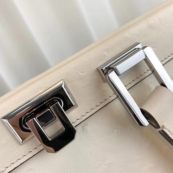 Replica Gucci Zumi Ostrich Leather Medium Handle Bag - White - Image 7