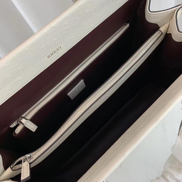 Replica Gucci Zumi Ostrich Leather Medium Handle Bag - White - Image 8