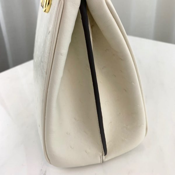 Gucci Zumi Replica White Ostrich Leather Top Handle Bag - Image 6