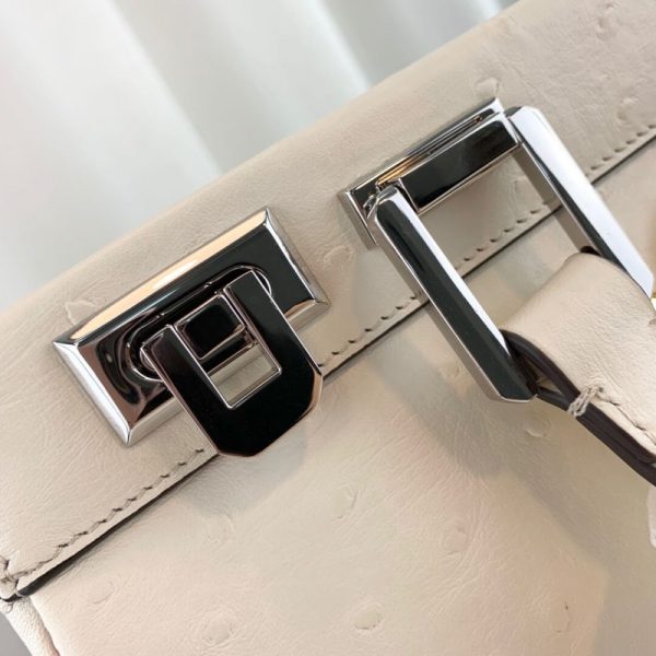 Gucci Zumi Replica White Ostrich Leather Top Handle Bag - Image 7