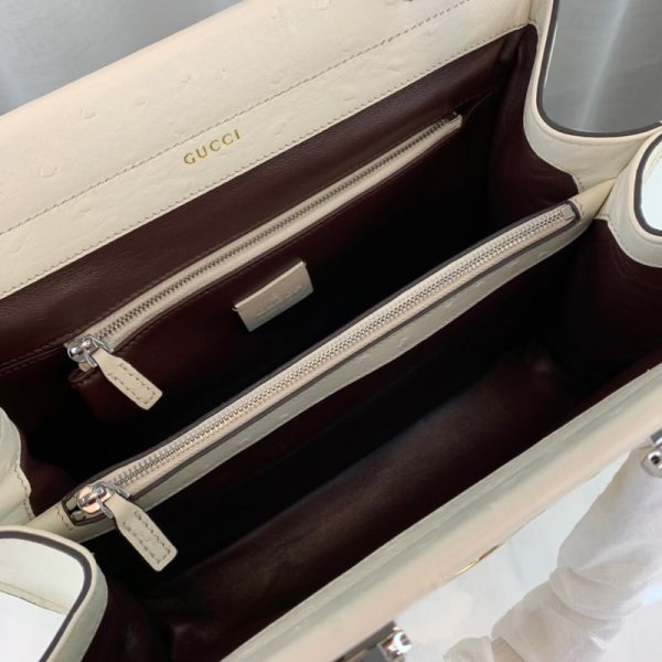 Gucci Zumi Replica White Ostrich Leather Top Handle Bag - Image 9