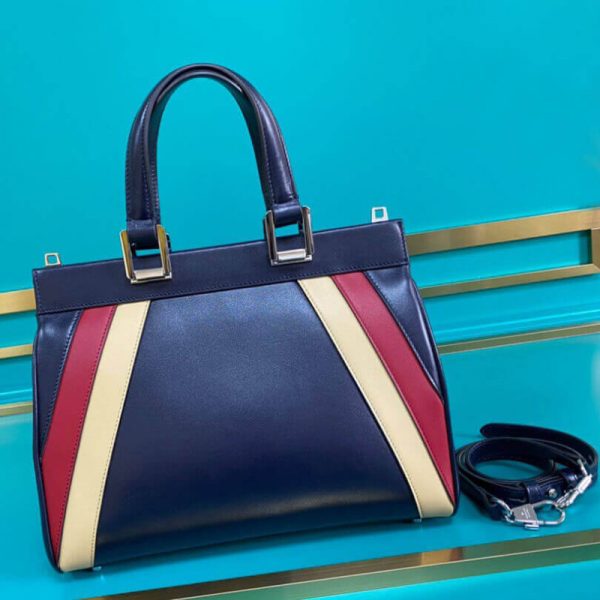 Replica Gucci Zumi Leather Top Handle Bag with Stripes - Image 3