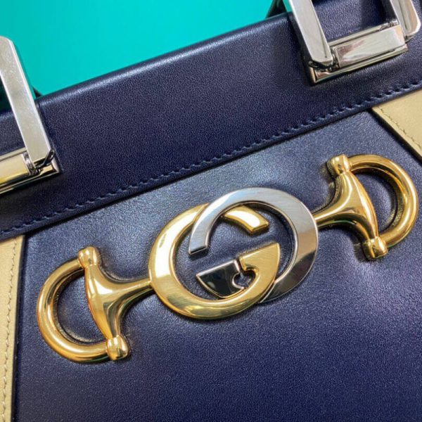 Replica Gucci Zumi Leather Top Handle Bag with Stripes - Image 6