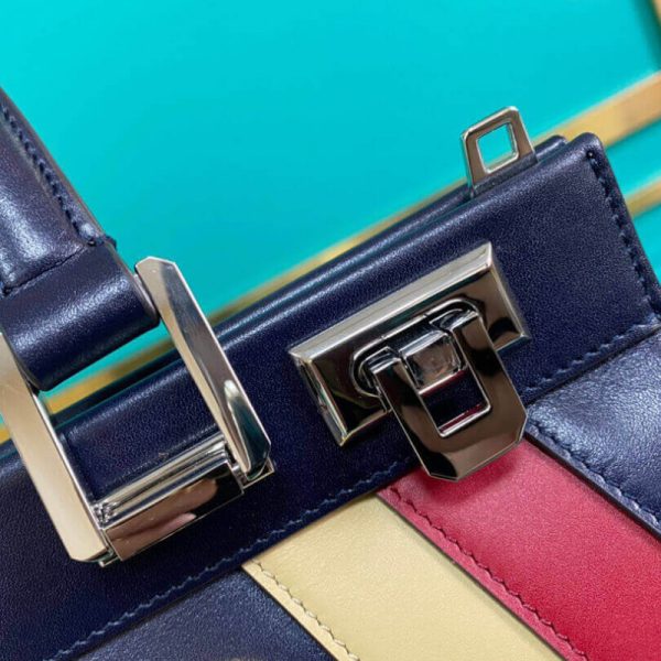Replica Gucci Zumi Leather Top Handle Bag with Stripes - Image 7