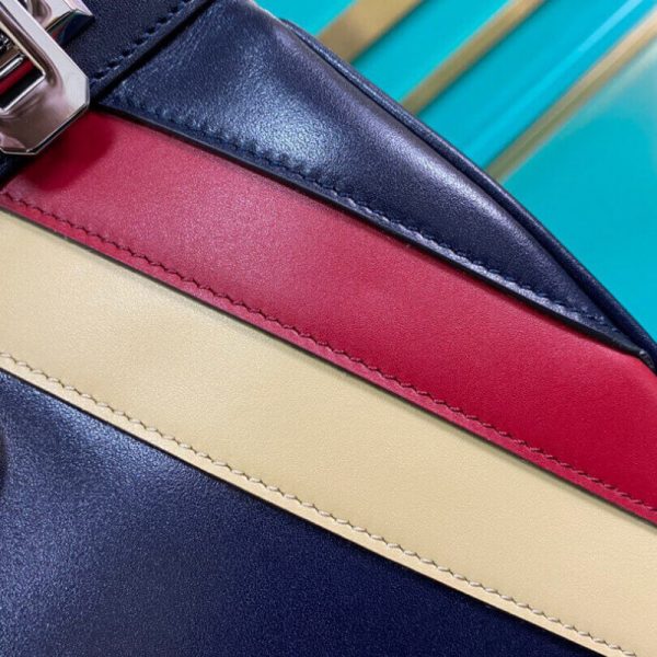 Replica Gucci Zumi Leather Top Handle Bag with Stripes - Image 8