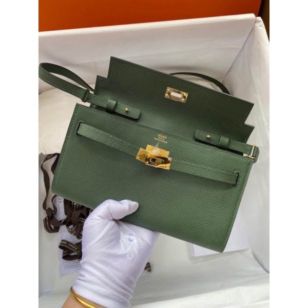 Replica Hermes Kelly Wallet To Go WOC Army Green - Image 5