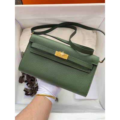 Replica Hermes Kelly Wallet To Go WOC Army Green