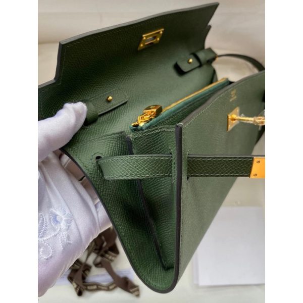 Replica Hermes Kelly Wallet To Go WOC Army Green - Image 7