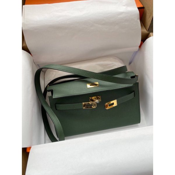 Replica Hermes Kelly Wallet To Go WOC Army Green - Image 9