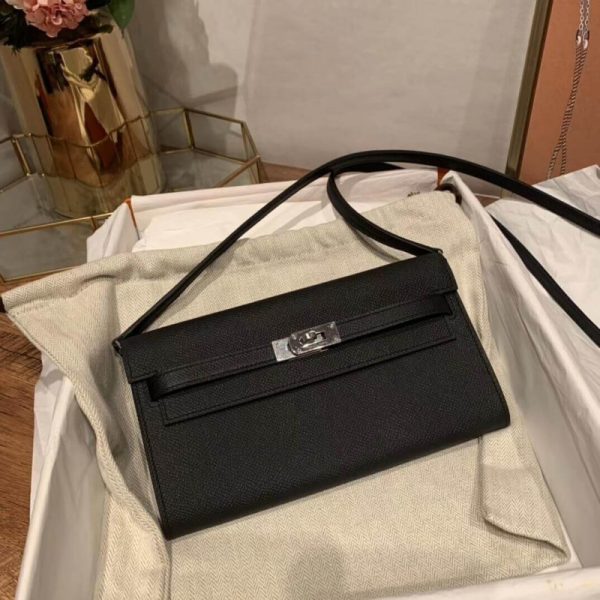 Hermes Kelly Wallet To Go Woc Replica - Black, Stylish Compact Design - Image 2