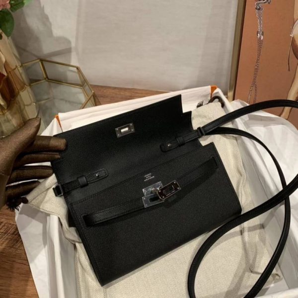 Hermes Kelly Wallet To Go Woc Replica - Black, Stylish Compact Design - Image 6