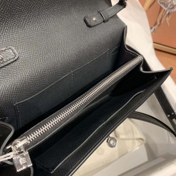 Hermes Kelly Wallet To Go Woc Replica - Black, Stylish Compact Design - Image 9