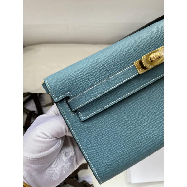 Replica Hermes Kelly Wallet To Go WOC - Blue 499041 - Image 3