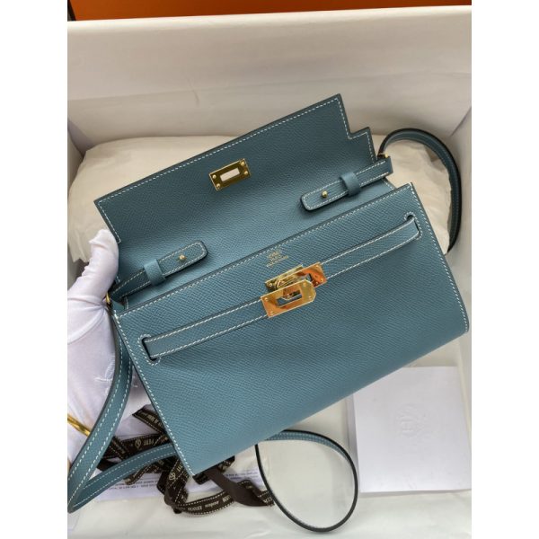 Replica Hermes Kelly Wallet To Go WOC - Blue 499041 - Image 5