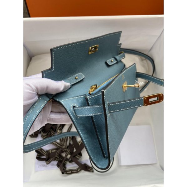 Replica Hermes Kelly Wallet To Go WOC - Blue 499041 - Image 7