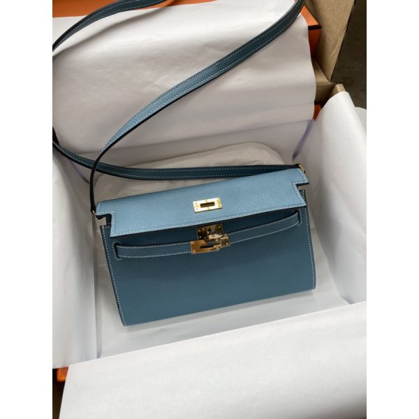Replica Hermes Kelly Wallet To Go WOC - Blue 499041 - Image 9