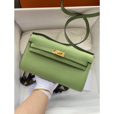 Replica Hermes Kelly Wallet To Go in Green, WOC 499041