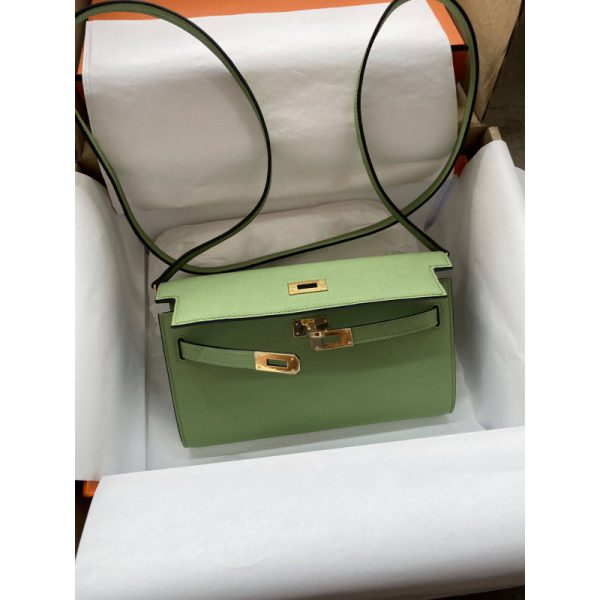 Replica Hermes Kelly Wallet To Go in Green, WOC 499041 - Image 9