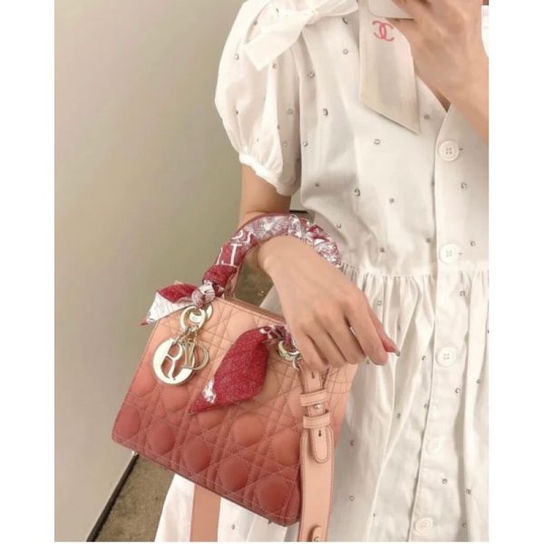 Replica Pink Gradient Lady Dior Lambskin Bag M0538 - Image 3