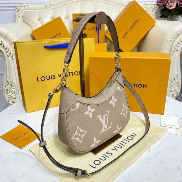 Replica LV Grey/Beige Leather Bagatelle M46112 Bag - Image 4