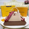 Best Replicas Bags - LV Capucines BB Replica Eggshell/Red Handbag M59061 Shop For Best Louis Vuitton LV Replica Bags With Cheap Price