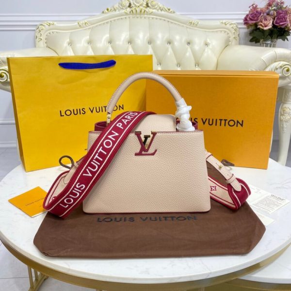 LV Capucines BB Replica Eggshell/Red Handbag M59061 - Image 2