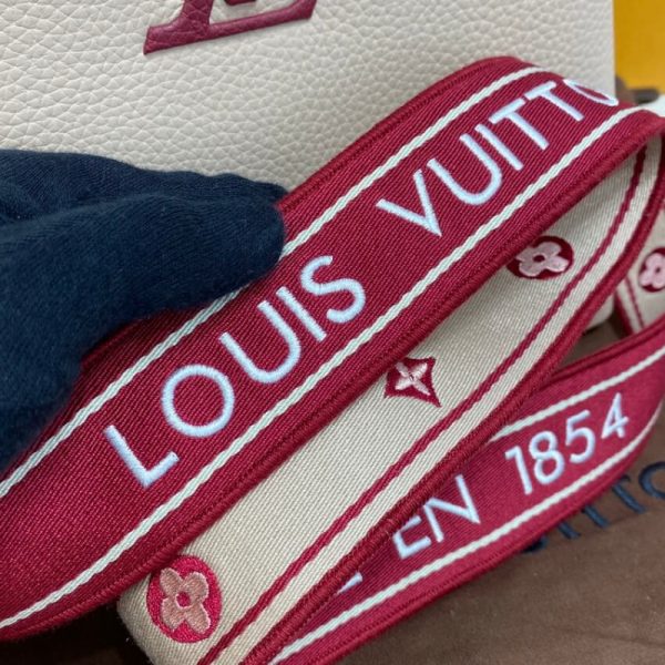Replica LV Capucines MM Eggshell & Lie De Vin Red Bag - Image 11
